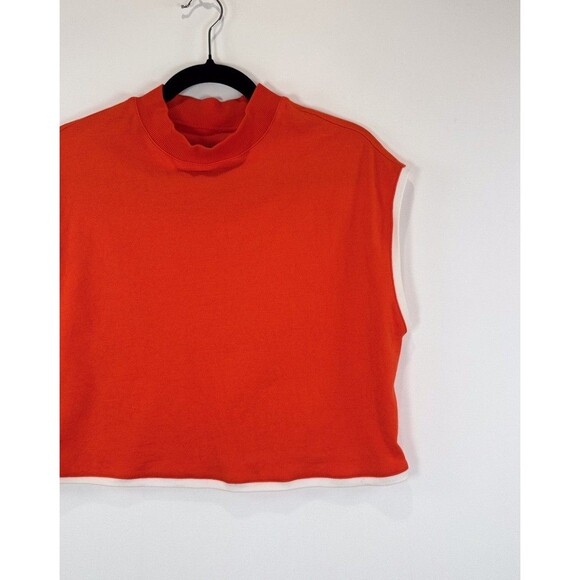 Anthropologie Maeve Womens Top Orange Cropped Mock Neck Sleeveless Blouse Medium - Picture 4 of 9